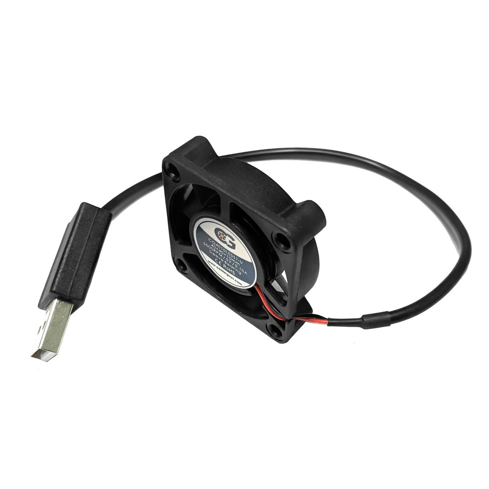 Coolerguys 5V USB Fan, 4 Cubic Feet Per Minute, USB Connector: 8, Dimensions: 40x40x10mm, Fan Speed: 5000 RPM, Noise Level: 21dB, Life Expectancy: 40,000 Hrs, High-Cooling