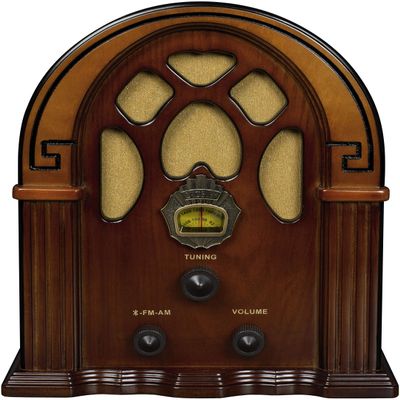 Crosley CR31D-WA Companion Retro AM/FM Radio, Vintage Bluetooth Speaker, Wireless Music Streaming for Home, Walnut