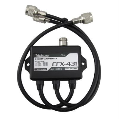 Comet CFX-431A Triplexer/RF Combiner-Splitter, 1.3150 MHz & 350500 MHz & 8401400 MHz, 1000 W PEP (HF) / 500 W & 200 W, 50 dB Isolation, N-Female & PL-259