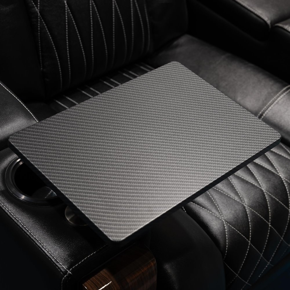 Swivel Carbon Fiber Tray Table for Valencia Home Theater Chairs  Slim, Durable Side Table for Snacks & Devices (New Edition)