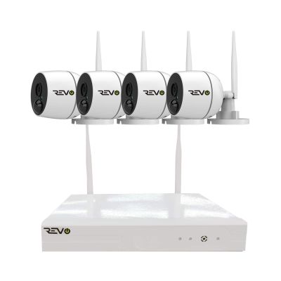 REVO America Wireless 4Ch. Security System - 1TB Full-HD Wi-Fi NVR, 4 x 1080p Audio Capable Indoor/Outdoor Bullet Cameras with Built-in PIR - Remote Access via Smart Phone, Tablet and PC