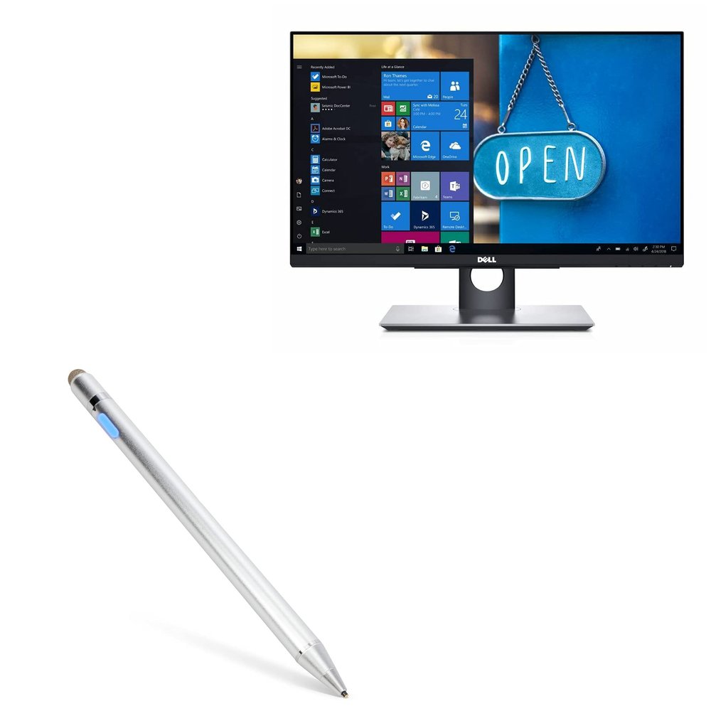 BoxWave Stylus Pen Compatible with Dell P2418HT (23.8 in) - AccuPoint Active Stylus, Electronic Stylus with Ultra Fine Tip - Metallic Silver