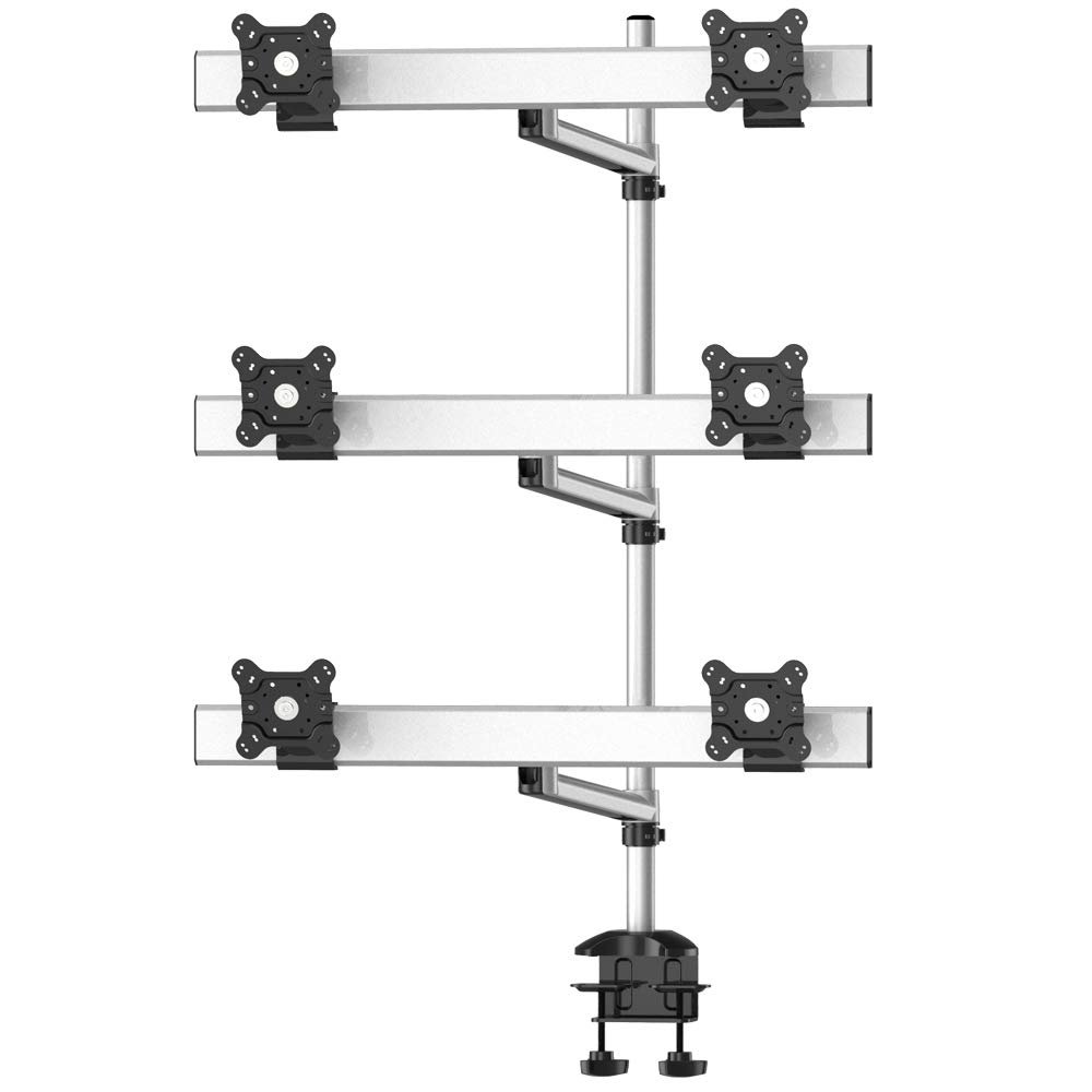 Continews Sky High Extra Long Desktop Monitor Mount for Six Monitors, Swivel Arm
