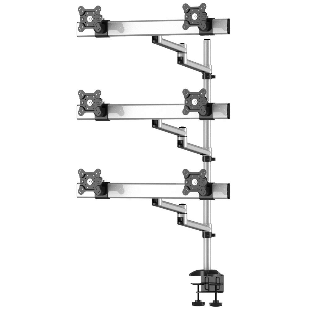 Continews Sky High Extra Long Desktop Monitor Mount for Six Monitors, Dual Swivel Arm