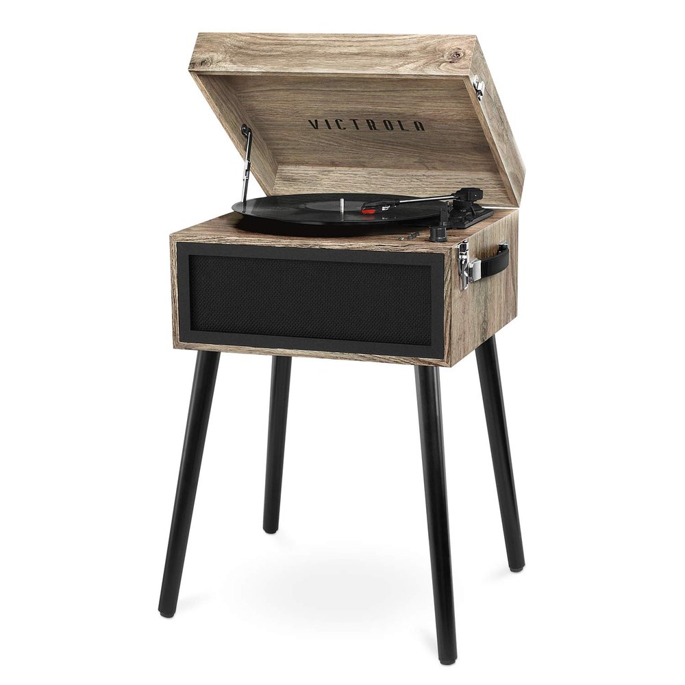 Victrola Liberty - Bluetooth Record Player  5-in-1 Turntable with Vinyl Stream, FM Radio, USB Playback, Built-in Speakers, Use as Stand or Tabletop Player (Farmhouse Oatmeal)