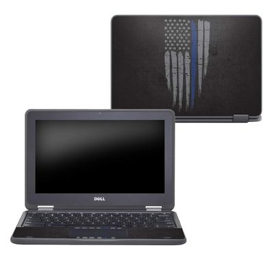 MightySkins Skin Compatible with Dell Chromebook 11" 3189 - Thin Blue Line | Protective, Durable, and Unique Vinyl Decal wrap Cover | Easy to Apply, Remove, and Change Styles | Made in The USA