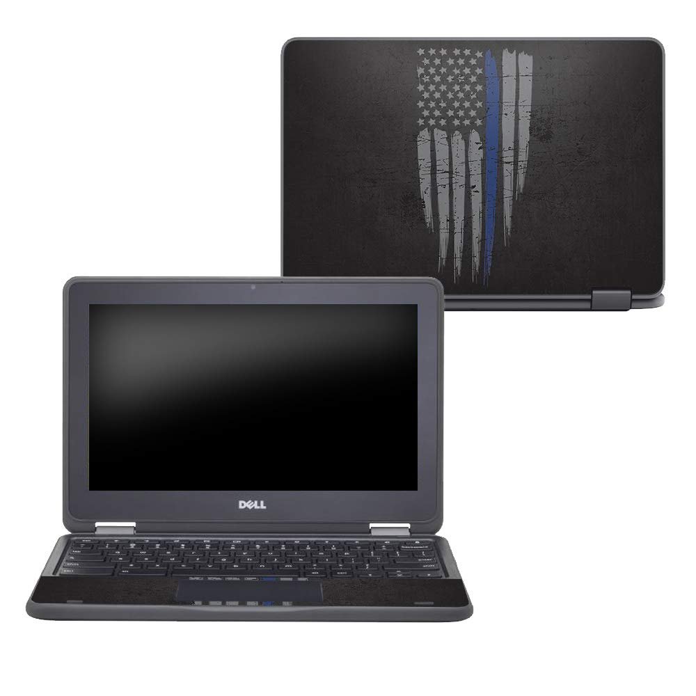 MightySkins Skin Compatible with Dell Chromebook 11" 3189 - Thin Blue Line | Protective, Durable, and Unique Vinyl Decal wrap Cover | Easy to Apply, Remove, and Change Styles | Made in The USA