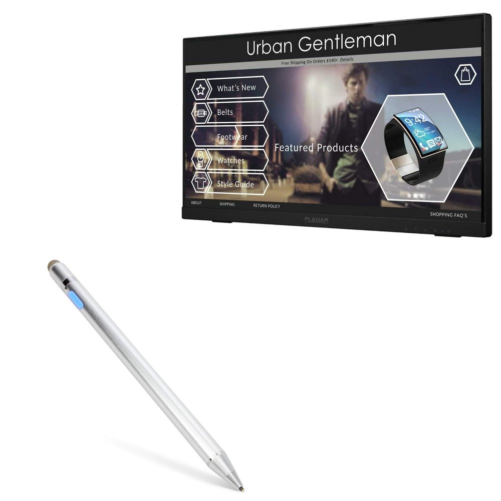 BoxWave Stylus Pen Compatible with Planar Helium PCT2235 (22 in) - AccuPoint Active Stylus, Electronic Stylus with Ultra Fine Tip - Metallic Silver
