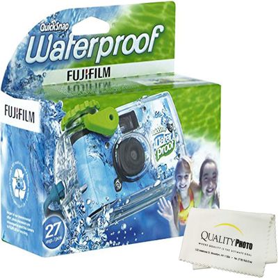 Fujifilm Quick Snap Waterproof 27 exposures 35mm Camera 800 Film, 1 Pack + Quality Photo Microfiber Cloth (1 Pack)