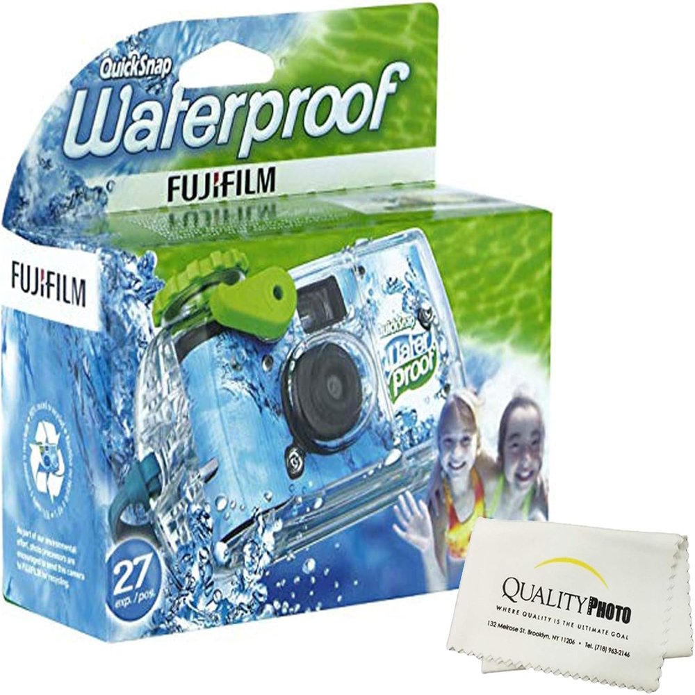 Fujifilm Quick Snap Waterproof 27 exposures 35mm Camera 800 Film, 1 Pack + Quality Photo Microfiber Cloth (1 Pack)