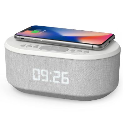 i box Dawn RadioFM , Bluetooth Wireless Speaker, Fast Charging, Clock Radio, LED Display, USB Charger, Dimmable Night Light, Alarm Clock Feature, Wireless Charger, Digital Clock, Dual Alarm (White)