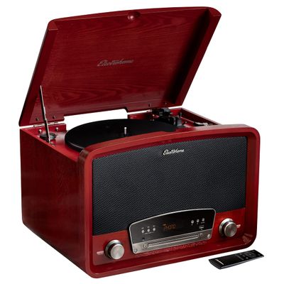 Electrohome Kingston 7-in-1 Vintage Vinyl Record Player Stereo System with 3-Speed Turntable, Bluetooth, AM/FM Radio, CD, Aux in, RCA/Headphone Out, Vinyl/CD to MP3 Recording & USB Playback (RR75C)