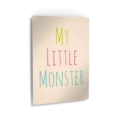 Smile Art Design My Little Monster Lettering Cream Background METAL PRINT Kids Room Decor Metal Wall Art Baby Room Decor Kids Room Decor Nursery Decor Made in the USA- 40x30