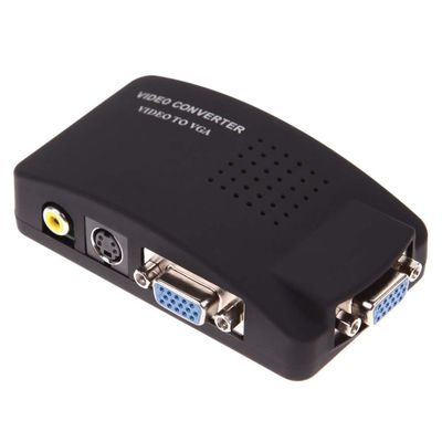 AV RCA Composite S-Video Input to VGA Output Monitor Converter Switch Adapter CCTV Home Audio & Video Cables L3EF