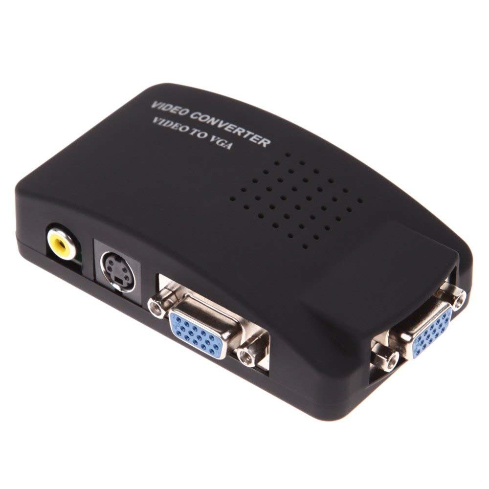 AV RCA Composite S-Video Input to VGA Output Monitor Converter Switch Adapter CCTV Home Audio & Video Cables L3EF
