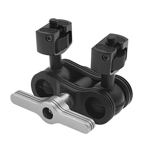 1 Inch Ball Clamp Adapter with Two 1/4 Screw Ballhead for Monitor Mount Arm System Underwater Camera Tray Diving