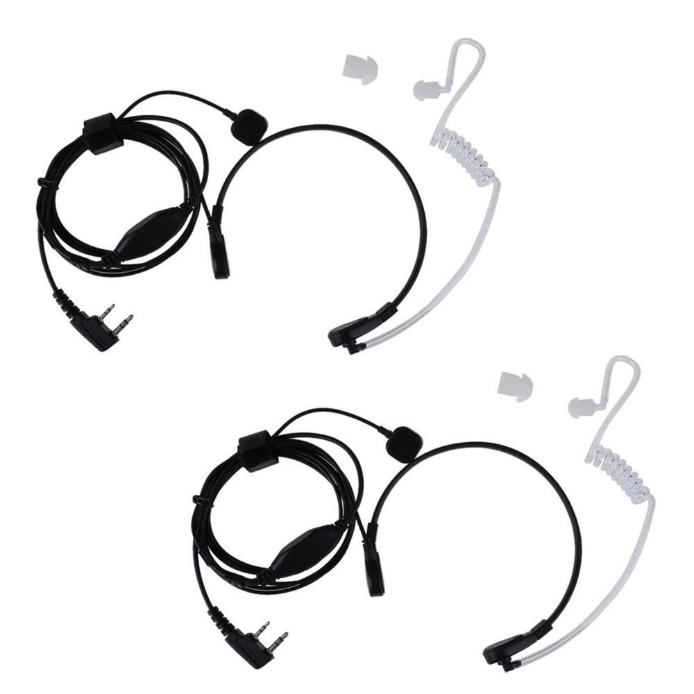 2pcs/Set PTT 2Pin Throat Mic Covert Acoustic Tube Earpiece Headset for Baofeng 5R for Kenwood KPG/Kenwood TH