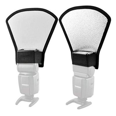 1pcs 2-in-1 Silver/White Camera Flash Diffuser Softbox Photo Flash Light Reflector for Canon Cameras Size 11 * 18 * 20cm