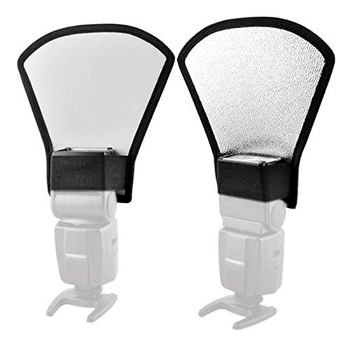1pcs 2-in-1 Silver/White Camera Flash Diffuser Softbox Photo Flash Light Reflector for Canon Cameras Size 11 * 18 * 20cm