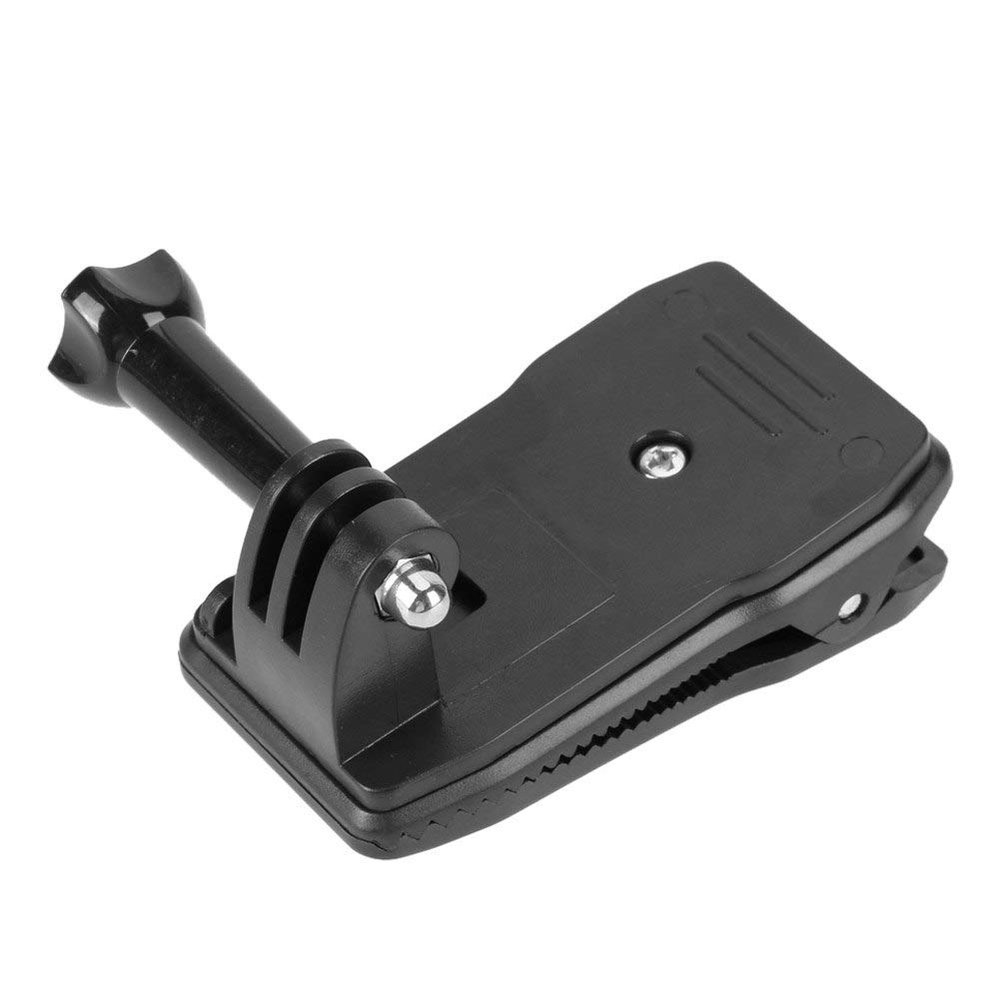 360 Rotatable Multi-Functional Backpack Clip with Screw Black Portable Camera Clip for GoPro Hero 4/3+/ 3/2/1