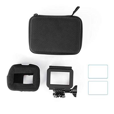 5pcs Anti-Shock Portable Storage Bag Protective Frame Soundproof Cotton Tempered Glass Film for GoPro Action Camera