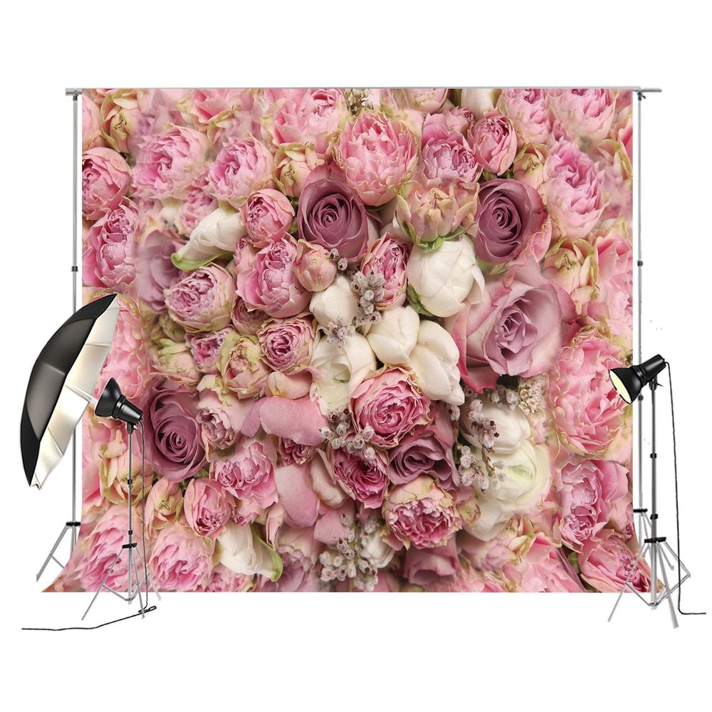 10x8ft Pink Rose Floral Wedding Backdrop Bridal Shower Background Birthday Party Decoration Photo Booth Props D-8059