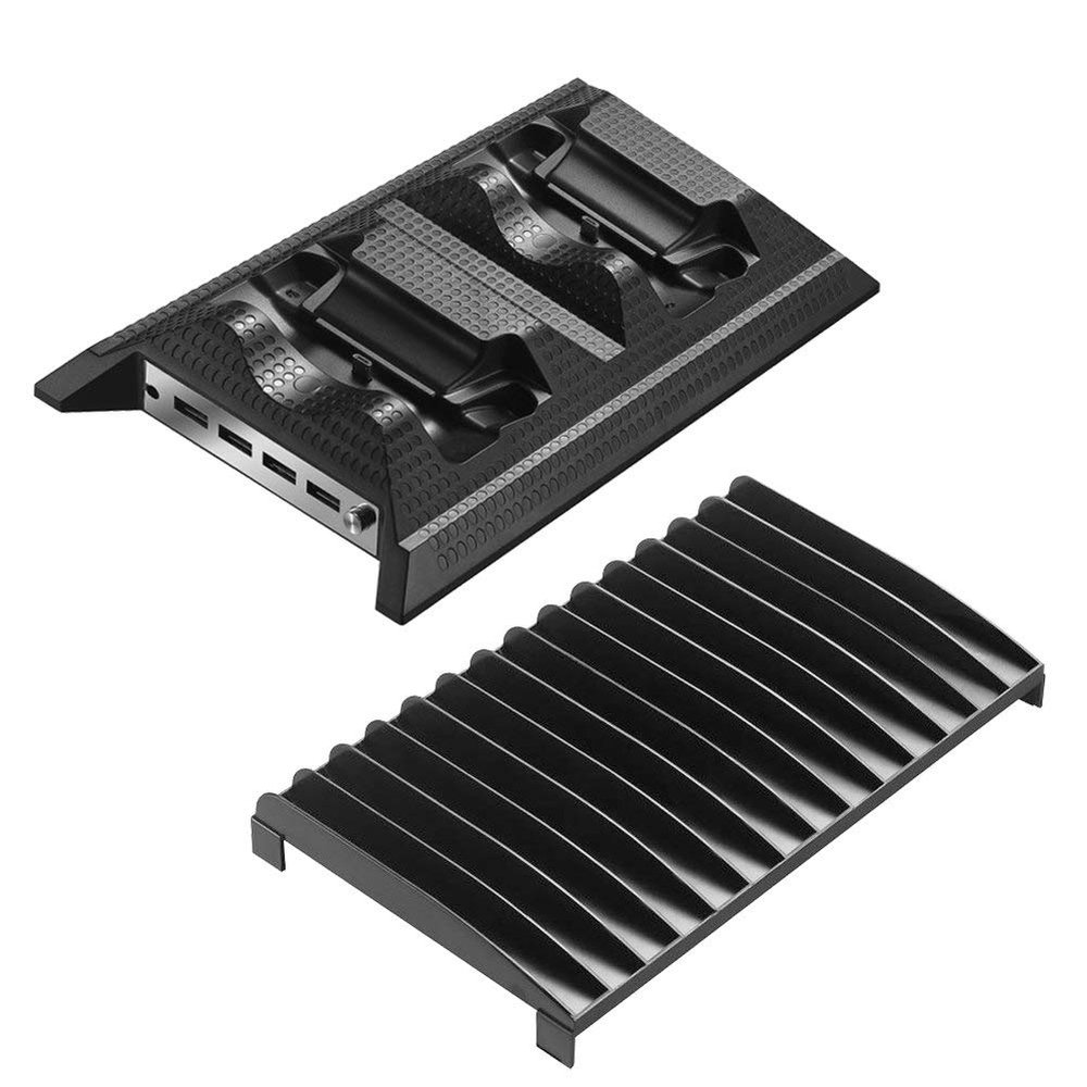 4 in 1 Multifunction Charging Dock Station with 14 Disc Storage Stand Gaming Controller Cooler Fan for Xbox One Slim
