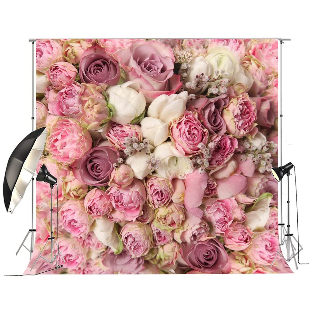10x10ft Pink Rose Floral Wedding Backdrop Bridal Shower Background Birthday Party Decoration Photo Booth Props D-8059