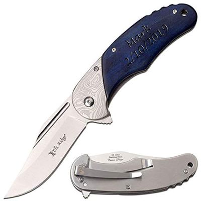 Personalized Laser Engraved Pocket Knife, Fathers Day, Groomsmen Gift, Graduation Gifts, Gifts for Men Free Engraving (ER-A957BL)