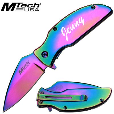 Personalized Laser Engraved Pocket Knife, Fathers Dad for Day, Groomsmen Gift, Graduation Gifts, Gifts for Men, (MT-A985RB)