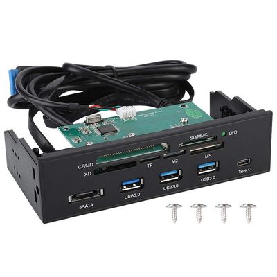 5.25inches Multifunction Internal Card Reader Dashboard - PC Front Panel USB 3.0 Card Reader Internal with 3 USB 3.0 Ports, Supports M2, MSO, SD, MS, XD, 64G CF Card