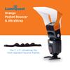 LumiQuest Flash Pocket Bouncer, Flash Diffuser with UltraStrap, Universal Classic Design for External Camera Flashes, Photography Lighting, Light for Pictures, Studio Lights, Orange view 2