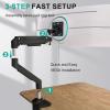 WALI Ultrawide Monitor Arm for 17-49 Inch Heavy Duty Curved Screens, Holds up to 44 Lbs, Adjustable Gas Spring Single Monitor Desk Mount with C-Clamp, Grommet Base, 75/100mm VESA, (GSM001XL), Black view 4