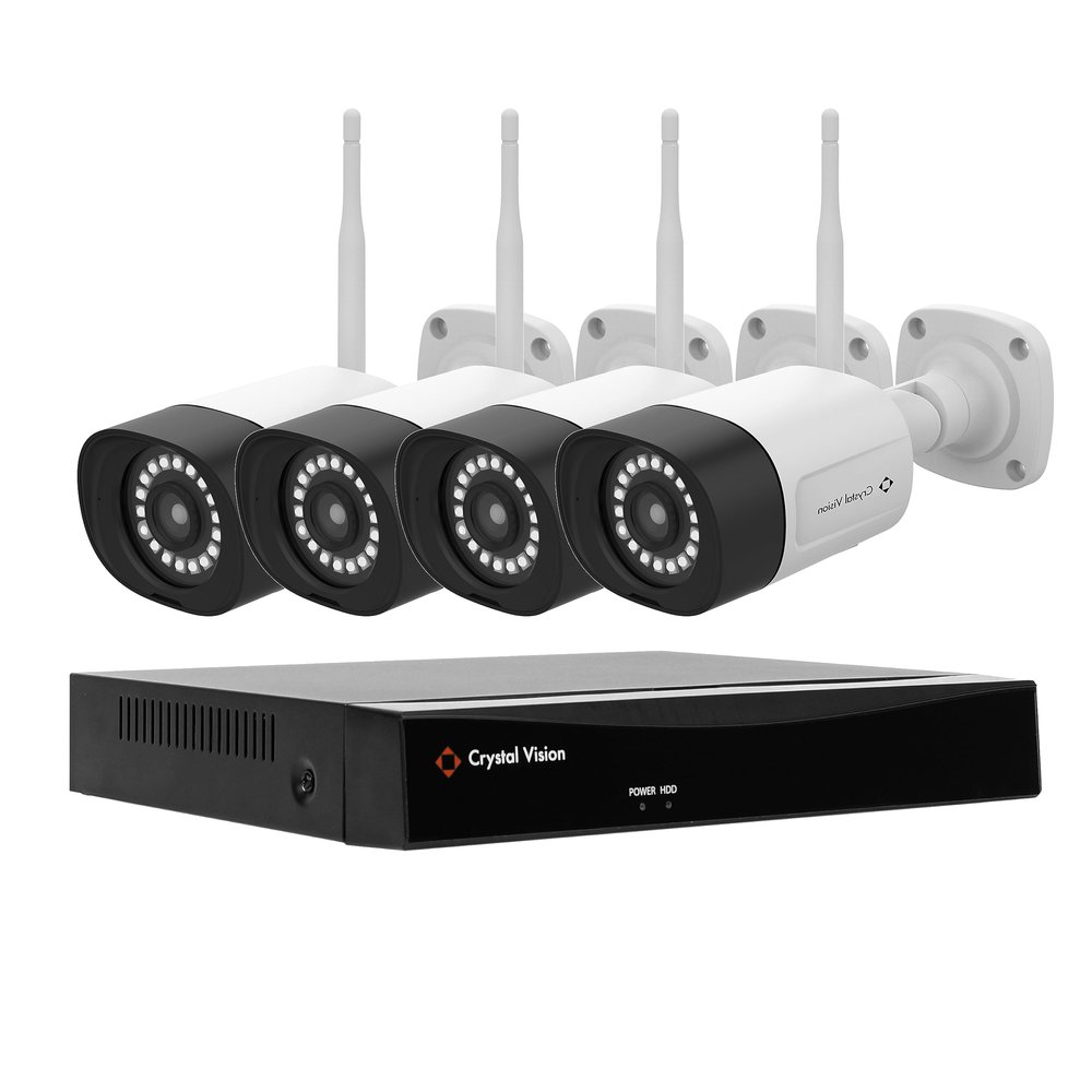 (2024 Upgraded Ver.) [8CH] Crystal Vision CVT808N-41C 1080P Full HD Wireless Surveillance System NVR CCTV w/ 2TB HDD, 4 x Floodlight Audio Cameras