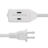 CMPLE - 3-Outlet Household Indoor Extension Power Cord - 2 Prong with Protection Outlet Cover - 6 Feet, White, (2 Pack) view 3