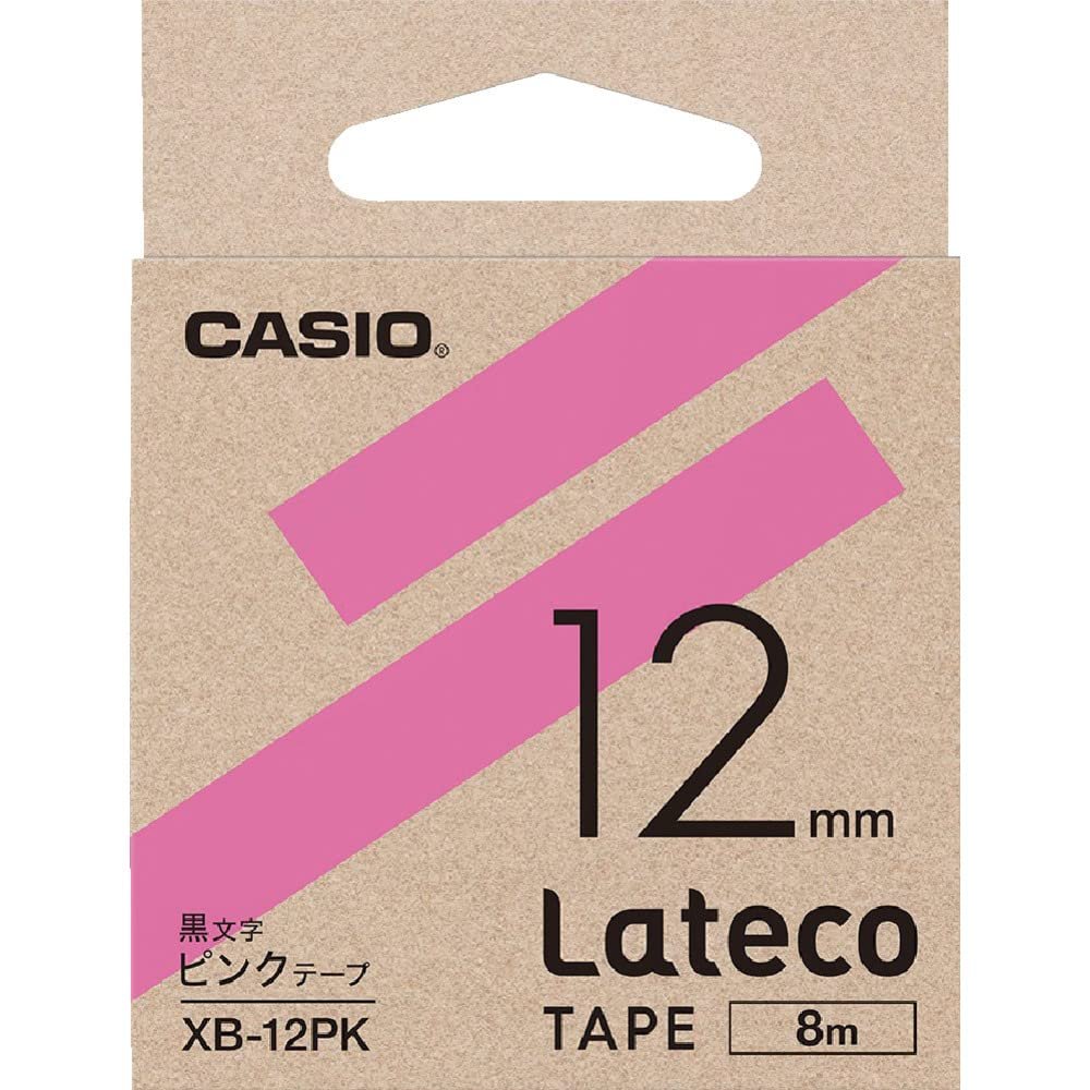 Casio XB-12PK Label Writer Lateco Refill Tape, Pink with Black Letters, 0.5 inches (12 mm)