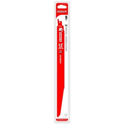 Diablo Bi-Metal Reciprocating Saw Blades for Thick Metal - Perma-Shield Coated Blades for Cutting and Demolition - 12" Length, 8/10 TPI - DS1208BFD