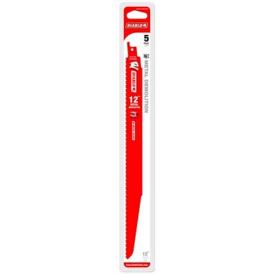 Diablo Bi-Metal Reciprocating Saw Blades for Thick Metal - Perma-Shield Coated Blades for Cutting and Demolition - 12" Length, 8/10 TPI - DS1208BFD