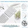 Lekvey Bluetooth Number Pad, Aluminum Rechargeable Wireless Numeric Keypad Slim 34-Keys External Numpad Keyboard Data Entry for Laptop, MacBook, MacBook Air/Pro, iMac, Windows, Surface Pro - Silver view 3