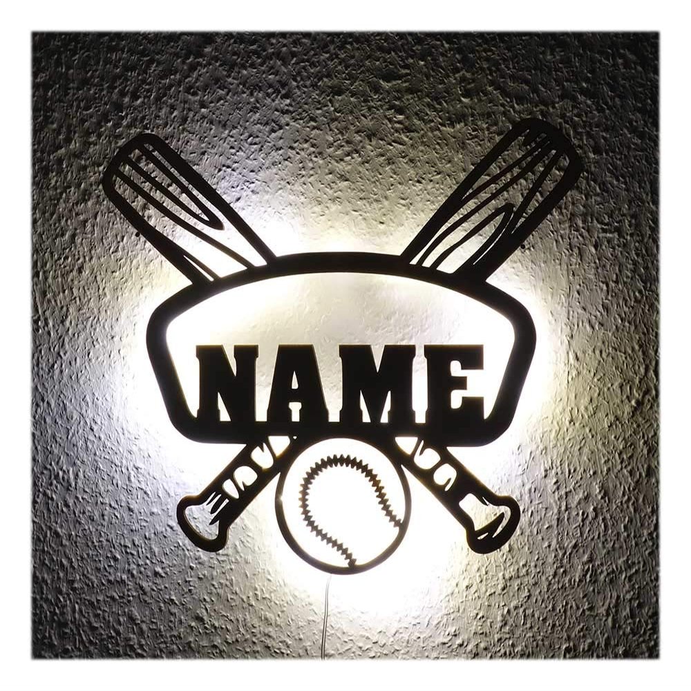 NEID Baseball Night Light Sign for Boys Men Kids, Baseball Decor - Wall LED Room Light Personalized with Your Name for Player, Team, Coach