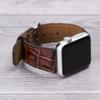 Croco Pattern Brown Leather Band for Apple Watch view 2