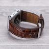 Croco Pattern Brown Leather Band for Apple Watch view 3