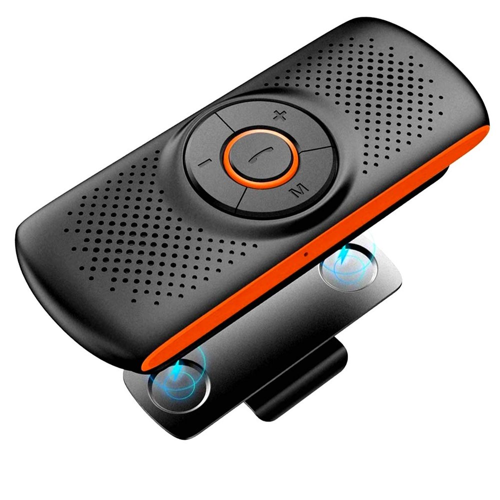 Bluetooth Visor Clip Car Speaker,TIANSHILI Wireless Handsfree Speakerphones, Stereo Sound Enhanced Bass/Built-in Mic/TF Card Player/Google Assistant Voice Command Portable Speakers