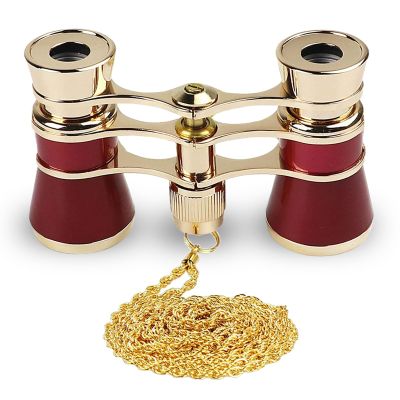AiScrofa Opera Glasses Binoculars 3X25,Mini Binocular Compact Lightweight,with Chain for Adults Kids Women in Musical Concert (Red with Chain)