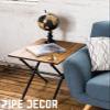 PIPE DECOR End Table Leg Set, Rustic Industrial Side Table Base Kit, Dark Grey Black Rough Pipes and Fittings Heavy Weight Construction, Criss Cross Design view 3