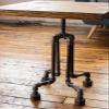 PIPE DECOR End Table Leg Set, Rustic Industrial Side Table Base Kit, Dark Grey Black Rough Pipes and Fittings Heavy Weight Construction, Roots Design view 4