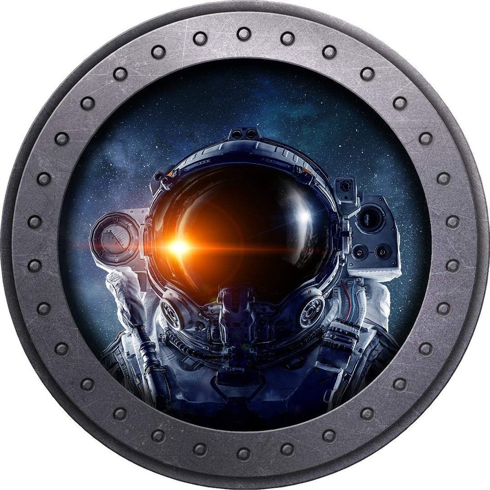 12" Port Scape Astronaut Selfie #3 Porthole 3D Window Wall Decal Removable Wall Sticker Space Ship Window Instant View Boys Bedroom Decor
