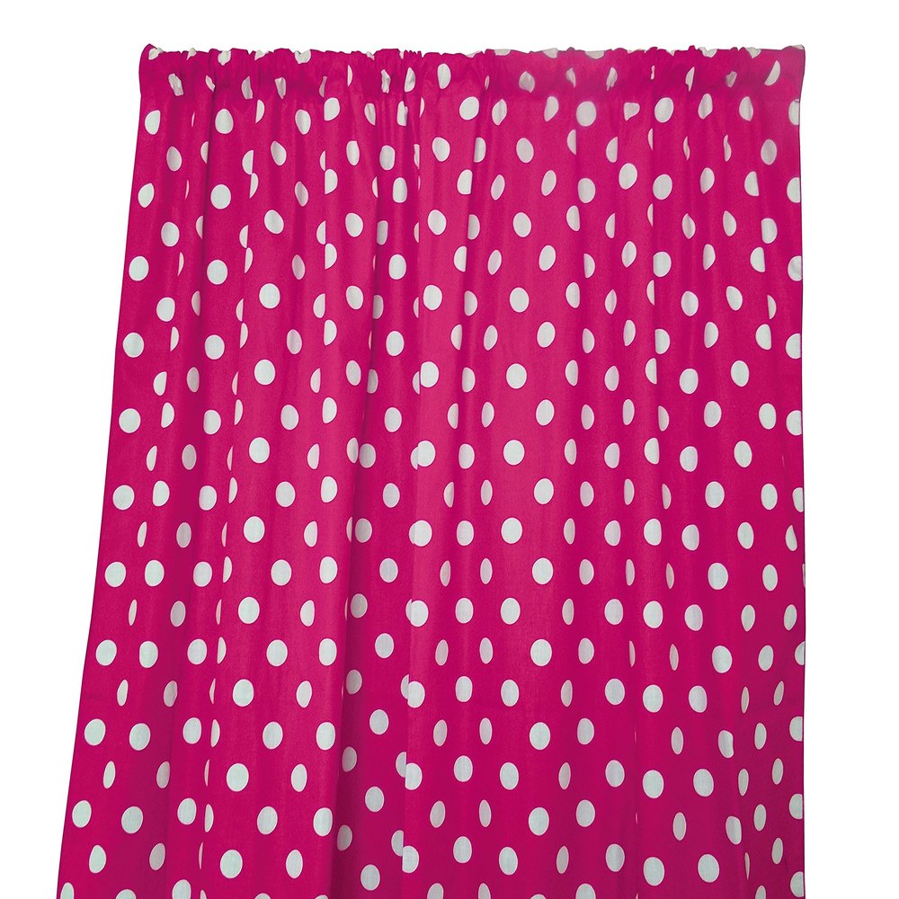lovemyfabric Cotton Polka Dot Print Curtain Panel 58" Wide Home Decor/Window Treatment/Photography Backdrop/Photo-Booth Backdrop Fuchsia on White (96" Tall)