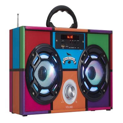 Wireless Express - Mini Boombox with LED Speakers Retro Bluetooth Speaker w/Enhanced FM Radio - Perfect for Home and Outdoor (Retro)