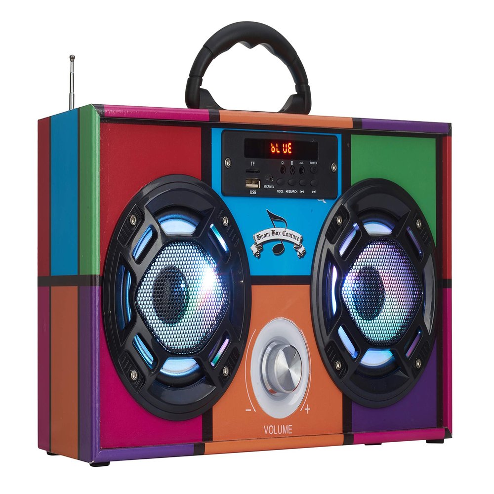 Wireless Express - Mini Boombox with LED Speakers Retro Bluetooth Speaker w/Enhanced FM Radio - Perfect for Home and Outdoor (Retro)